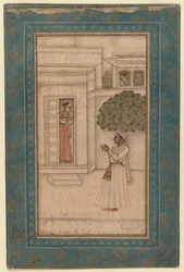 Prinz und seine Geliebte in einem Garten